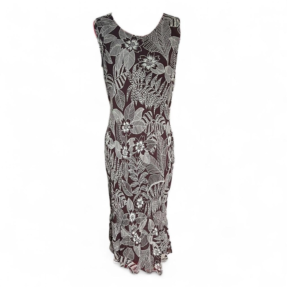 Chico's brown floral tropical print sleeveless maxi dress Size 3 US 16 XL